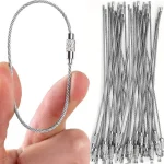 10PCS Steel Wire Keychain Colors Stainless Ring Key Keyring Circle Rope Cable Loop Outdoor Camp Luggage Tag Screw Lock Gadget 2