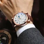 CHENXI 973 Men Quartz Watch Fashion Business Moon Phase Date Multifunctional Chronograph Leather Strap Wristwatch 2