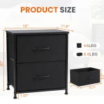 JHK Nightstand Bedside Coffee Sofa Tea Table Storage Closet Chest Clothes Display For Bedroom 2 Fabric Drawers Cabinet Furniture 3