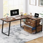 Tribesigns L-Shaped Computer Desk with 3 Drawers, Reversible Corner Home Office Desk with Shelves, 53-Inch Industrial PC Desk St 2