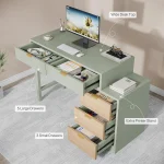 Computer Desk with 5 Drawers, Reversible Small Writing Desk with Storage, Modern Wooden Study Table Workstation for, Customized 6