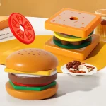 Wooden Hamburg Sandwich Stacking Toys for Toddlers and Kids Montessori Preschool Educational Toys Fine Motor Skill kitchen Toy 6