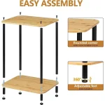 Bedside table 2-piece set, 2-tier small side table for small spaces, industrial end table, bedside table with storage shelves 3
