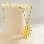Spiral Sun Pendant Necklace for Women - 18K Gold Plated Hypoallergenic Stainless Steel, Daily Wear & Boho Gift Ideas Jewelry 3