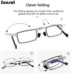 Retro Folding Reading Glasses for Men / Women Metal Frame Anti-blue Light Eyeglasses with Free Case 5