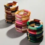 Bohomia Acrylic Design Style Chunky Bamboo Stackable Bracelet for Women Boho Elastic Colorful Tube Beads Braceletes 2024 Jewelry 5