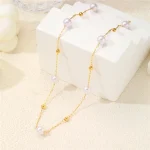 Simple Pearl Beads Chic Exquisite Necklace Gold Color Thin Chain Minimalist Charm Collar Jewelry Women 5