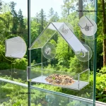 Acrylic Bird Feeder Clear Window Outside Hanging Bird Feeder House with Suction Cup for Garden Outdoor Backyard Wildlife Birding 5