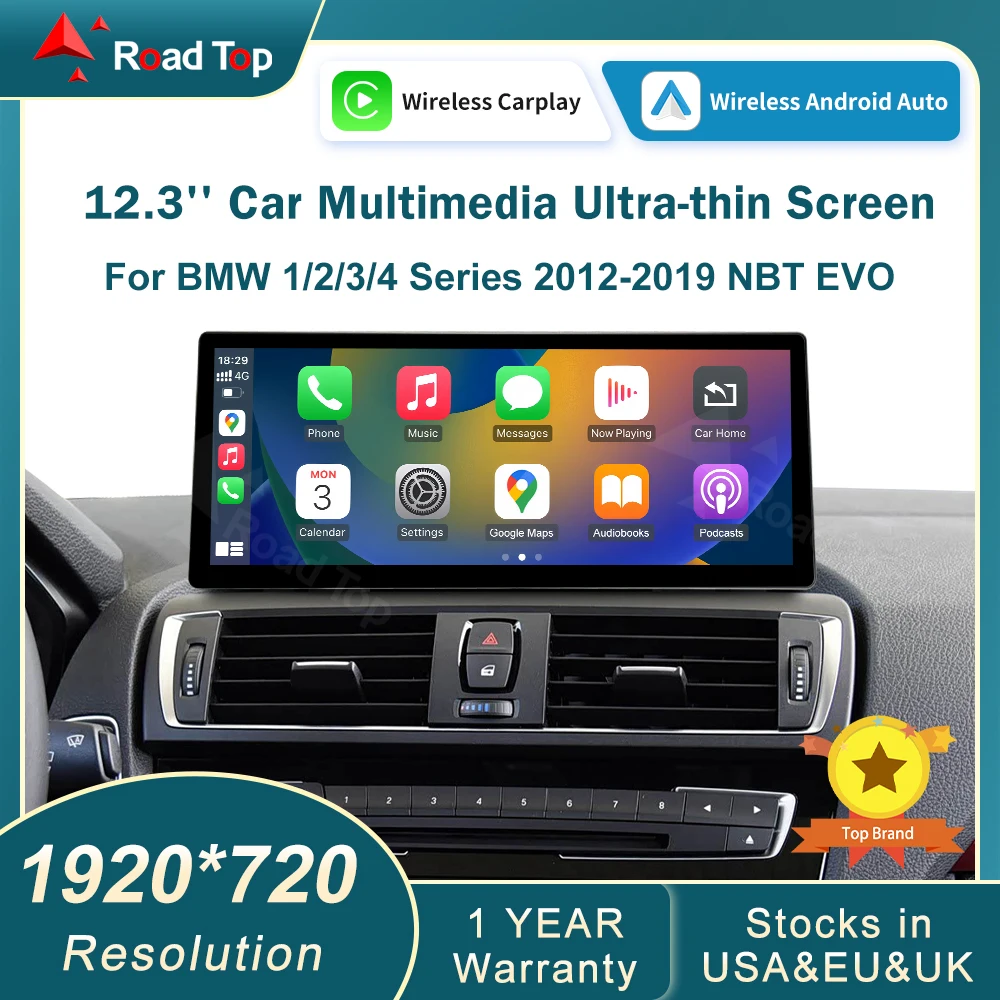 12.3 Wireless CarPlay Android Auto Multimedia Linux Screen For BMW 1 2 3 4 Series F20 F21 F22 F30 F31 F32 F33 NBT OR EVO 12.3 Wireless CarPlay Android Auto Multimedia Linux Screen For BMW 1 2 3 4 Series F20 F21 F22 F30 F31 F32 F33 NBT OR EVO