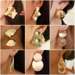 Minimalism Personality Metal Drop Earrings for Women Leaf Round Water Droplet Butterfly Twist Metal Earrings Geometry Jewelry 2