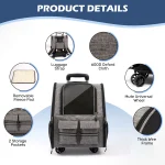 Rolling Pet Carrier Backpack with Removable Wheels, Large Pet Carrier with Wheels, Foldable Rolling Dog Carrier with Wheels 5