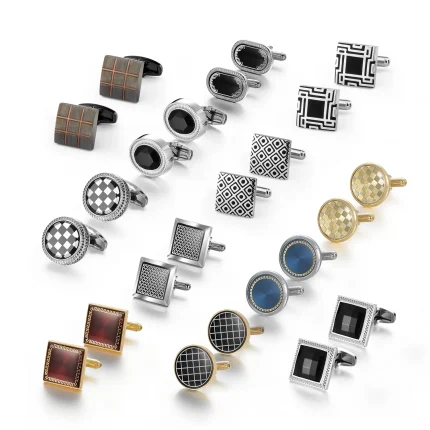 6/12 Pair Wed Cufflinks For Mens Wedding Guest Gift Man Shirt Cufflink Set Vintage Luxury Father's Day Men Cuffs Lawyer Tie Clip