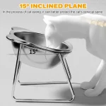 Stainless Steel Pet Bowl Slanted Anti Cervical Spondylosis for Cats and Dogs Dual Use Feeder 3