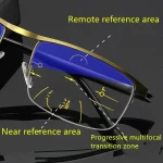 Progressive Multifocal Reading Glasses for Women and Men Anti-Blue Light Half Frame Bifocal Presbyopia Eyeglasses +100 To +400 2