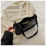 HOMEFIH PU Leather Handbag Solid Color Cherry Pendant Casual Shoulder Bag Versatile Fashion Commuting Bag for Girls Underarm Bag 3