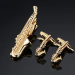 High Quality Cuff links necktie clip for tie pin for men's gift Classic pattern tie bars cufflinks tie clip set Men Jewelry 4