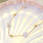 Simple Pearl Beads Chic Exquisite Necklace Gold Color Thin Chain Minimalist Charm Collar Jewelry Women 3