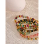 Yhpup Colorful Natural Stone Beads Chain Handmade Bracelet Bangle Waterproof Bohemia Stainless Steel Y2K Trendy Jewelry Gift 6