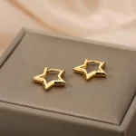 Luxury Star Pendientes Earrings For Women Girl Stainless Steel Minimalist Hoop Piercing 2025 New In y2k Jewelry aretes de mujer 4
