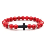 Prayer Men Natural Stone Wood Beads Rosary Hematite Cross Bracelets Onyx Meditation Bracelet Women Yoga Jewelry Homme Pulsera 3