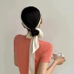 Korean Style 190*5cm Women Plain Chiffon Silk Scarf Solid Color Long Hairband Versatile Decorative Streamer Bag Tie Satin Ribbon 4