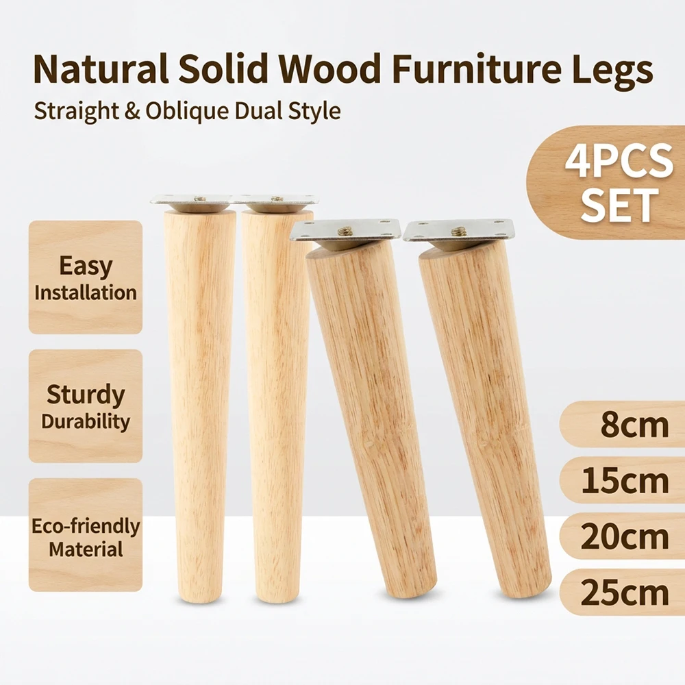 4 Pcs Furniture Legs Wooden Solid Furniture Feet Oblique/Straight Table Feet Non-slip Chair Feet Replacement Feet Sloping 4 Pcs Furniture Legs Wooden Solid Furniture Feet Oblique/Straight Table Feet Non-slip Chair Feet Replacement Feet Sloping