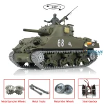 Henglong 1:16 RC Tank 3898 7.0 M4A3 Sherman Metal Tracks 2.4G RTR Simulation Battle Toy for Adults Collectible