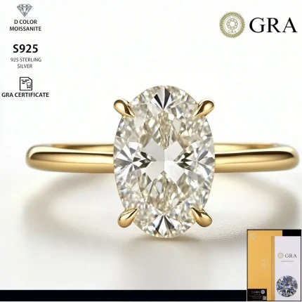 2026 New Personalized Fashion Oval Diamond Ring, Classic Four-claw Wedding Ring, Female