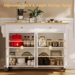 Rolling Kitchen Island with Drop Leaf - Kitchen Carts on Wheels with Storage, Towel Rack, Drawers Island Table for Kitchen, Dini 5