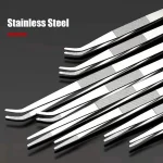 48cm Stainless Steel Tweezers Fish Tank Aquatic Plants Aqaurium Tool Water Plant Curved Pliers Birds Reptile Feeding Tongs 6
