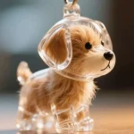 Clear Pet Hair Keychain Cute Dog Fur Keepsake Holder Creative Transparent Pet Hair Memorial Collection Pendant For Dog/Cat 2
