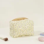 Floral Puffy Quilted Large Makeup Bag Travel Cosmetic Pouch Flower Printed Storage Organizer Makeup Accessory 5