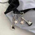 ZAKOL Y2k Guitar Love Heart Key Chain for Men Women Cool Pentagram Pendant Fashion Rock Punk Accessories Gift 5