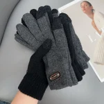 Knitted Touch-screen Gloves Children's Winter Cycling Cold-proof Double-layer Thick Gloves Students Outdoor Warm Cotton Gloves 4