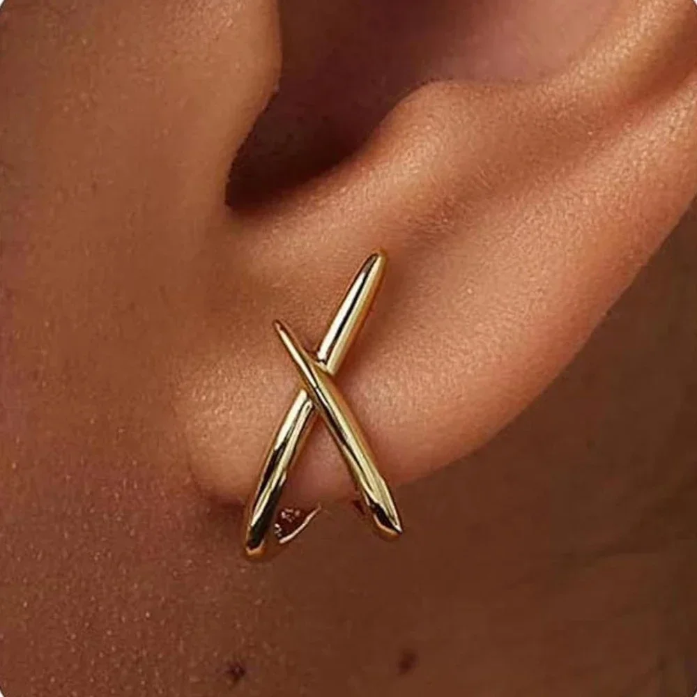 LATS Trendy Gold Color Cross Stud Earrings for Women Dainty Simple Minimalist Earring Fashion Jewelry Party Gifts Wholesale LATS Trendy Gold Color Cross Stud Earrings for Women Dainty Simple Minimalist Earring Fashion Jewelry Party Gifts Wholesale