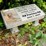 Personalized Pet Memorial Stone Plaque with Colorful Photo, Dog Cat Grave Marker for Garden Cemetery Gift 4