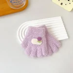 Winter Knitted Gloves Cartoon Warm Mittens Toddlers Outdoor Cartoon Pattern Cute Gloves for Child Kids Baby Girls Boys 1-3Y 6