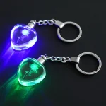 Fashion Colorful Fairy Rose Flower Pattern Love Shape Crystal Rhinestone LED Light keychain Lover Key Chain Keyring Jewelry 4