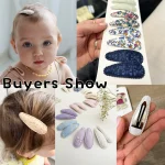 10Pcs/Lot Fresh Print Cotton Alloy Hair Clips for Kids Fabric Plaid BB Hairpins Girl Hairgripe Headwear Baby Hair Accessories 3