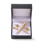 Copper square laser grid tie clip cufflink box set men's French shirt cufflink suit tie clip fashion jewelry gift wholesale 5