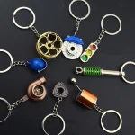 Creative Gear Head Keychain Speed Gearbox Keyring for Car Key Turbo Hub Brake Disc Pendant Shock Absorber Keys Holder Chain Ring 2