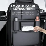 6-Pocket Car Seat Back Storage Bag Wear-Resistant Car Backseat Organizer Tissue/Cup Holder Waterproof Anti-Kick Pad 3