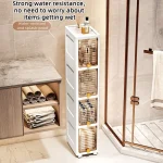 19cm Narrow Cabinet with Flip Lid  Large Capacity Adjustable Shelves Organizer for Kitchen Bathroom Bedroom Living Room 5