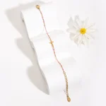 ZMZY Girls Boho Thin Chain Stainless Steel Bracelets For Women Gold Color Peach Pink Cross Charm Beautiful Gift 4