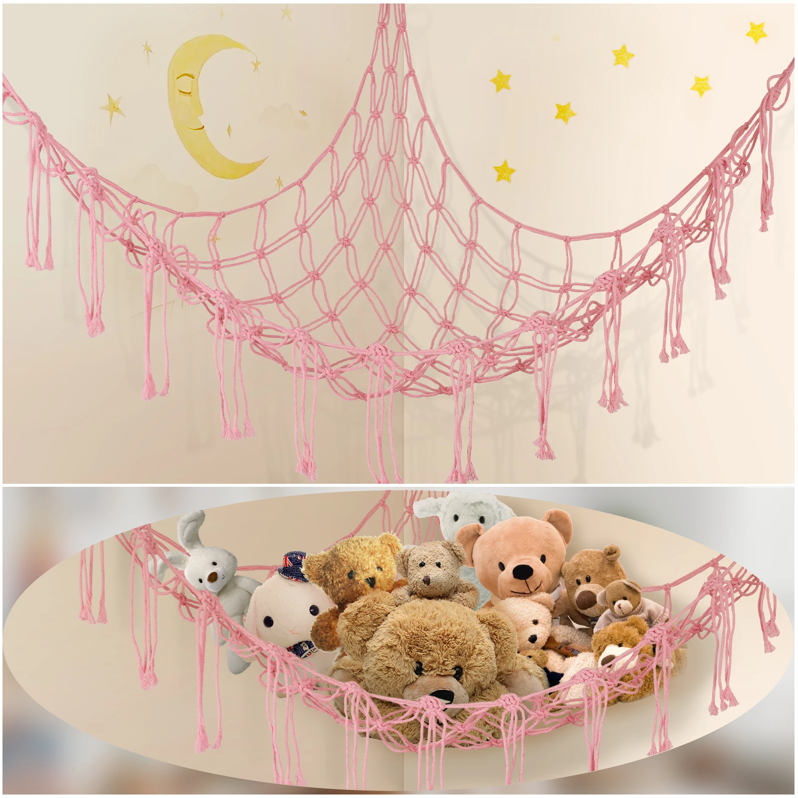 Stuffed Animals Storage Hammock Large Capacity Net Macrame Boho Home Kids Bedroom Decoration Corner Hanging Toy Organizer Nets Stuffed Animals Storage Hammock Large Capacity Net Macrame Boho Home Kids Bedroom Decoration Corner Hanging Toy Organizer Nets