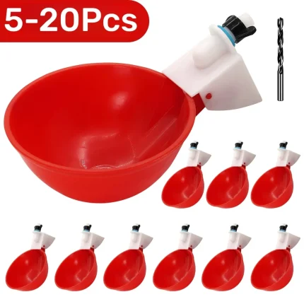 5-20Pcs Automatic Chicken Duck Drinking Cup Drinker Larger Chicken Feeder Plastic Poultry Farm Water Dispenser Quail Supply