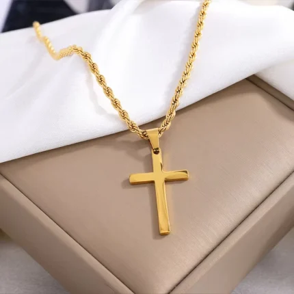 2PCS Necklace Men's and women's new cross pendant necklace, minimalist gold jewelry, men's and women's necklace