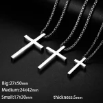 New Stainless Steel Cross Pendant Necklace for Men Women Minimalist Jewelry Male Female Necklaces Chokers Silver Color 6