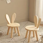 1pc Creative Small Board Stool, Cute Rabbit Ears Solid Wood Small Stool, Decorative Stool children chair 3