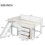 Modern Farmhouse Style Kids Full Size Loft Bed with Slide and Storage Drawers, No Box Spring Required 3